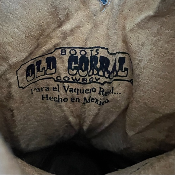 Old Corral Brown Leather With Tan Floral Embroidery Cowboy Boots. Size 9.5T - Picture 13 of 14
